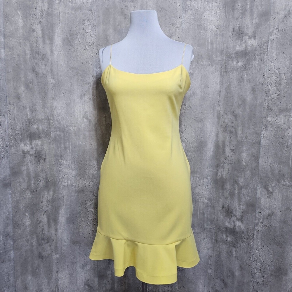 LIKELY Womens 12 Banks Flounced-hem Slip Dress Snapdragon Yellow Cocktail Dress